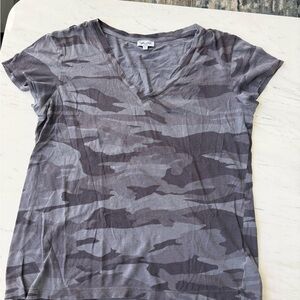 Splendid Charcoal Camouflage V-Neck Tee